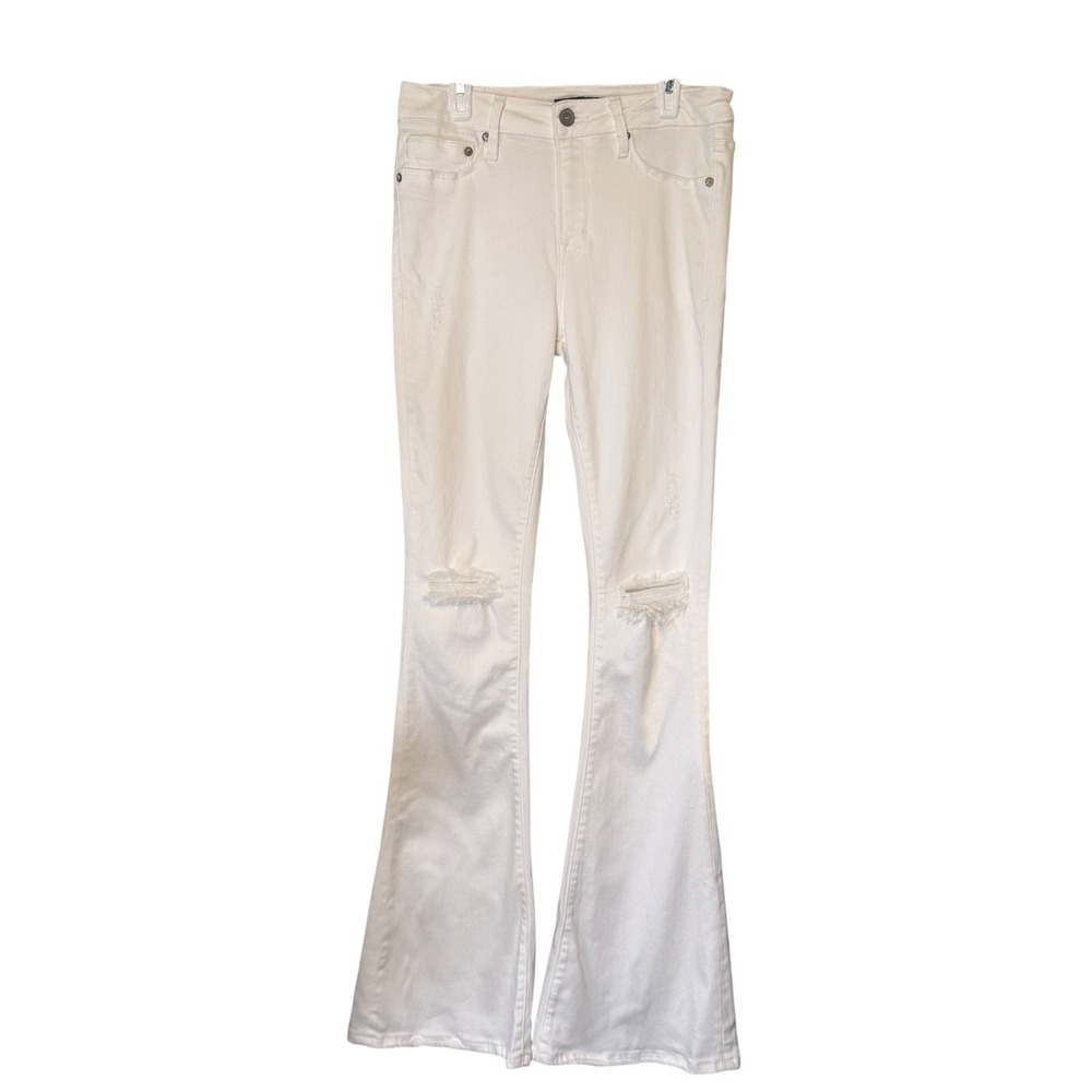 Cult‎ of Individuality Leisure Flare White Distressed Jeans 27T High Rise